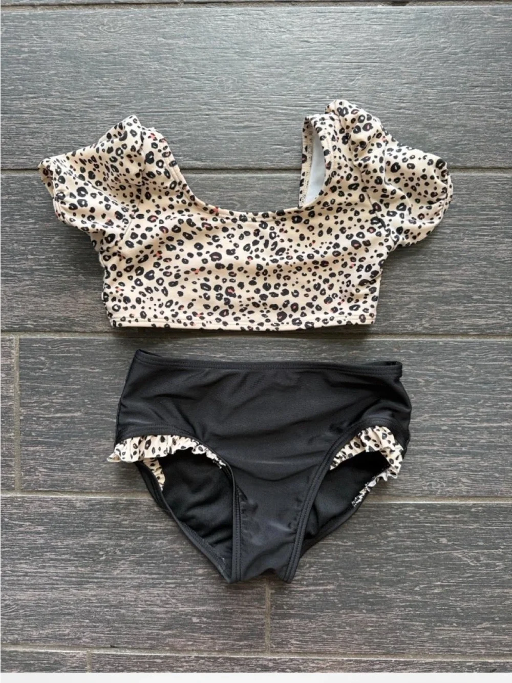 Cat & Jack leopard print bikini set - size small (6/7)
